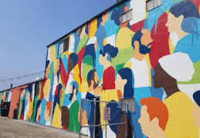 Arts District First Friday gallery crawl under neon lights - Mural tour– romantic creative date idea Los Angeles 2025